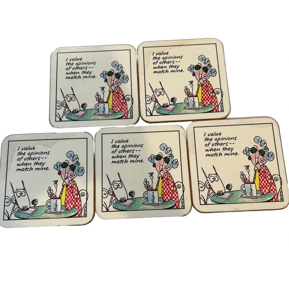 Maxine & Floyd Coasters Set Of‎ 5 Acrylic & Cork Vintage Shoebox Opinion